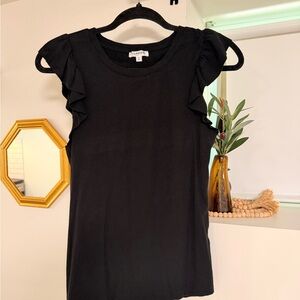 Signature Black Ruffle Sleeve Knit Top